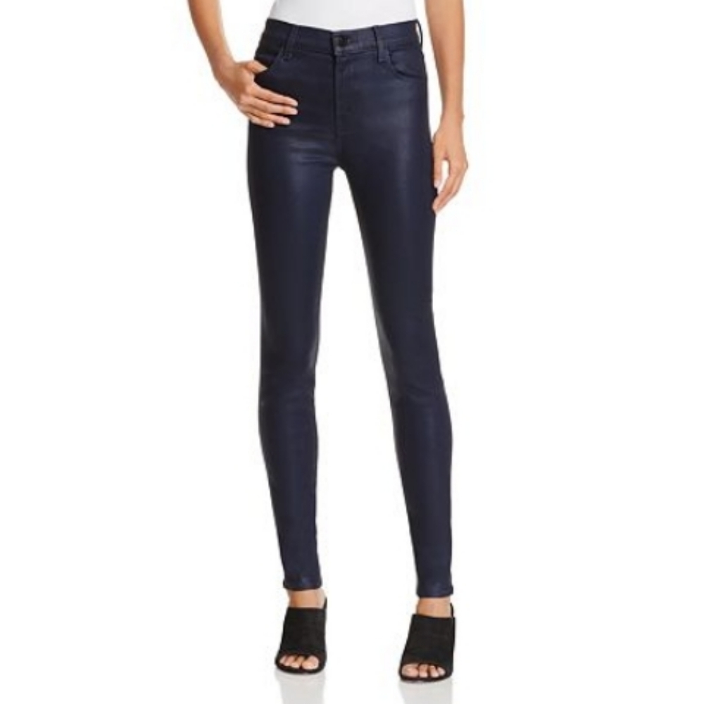 J Brand Maria Coated High Rise Skinny Jeans in Blueberry